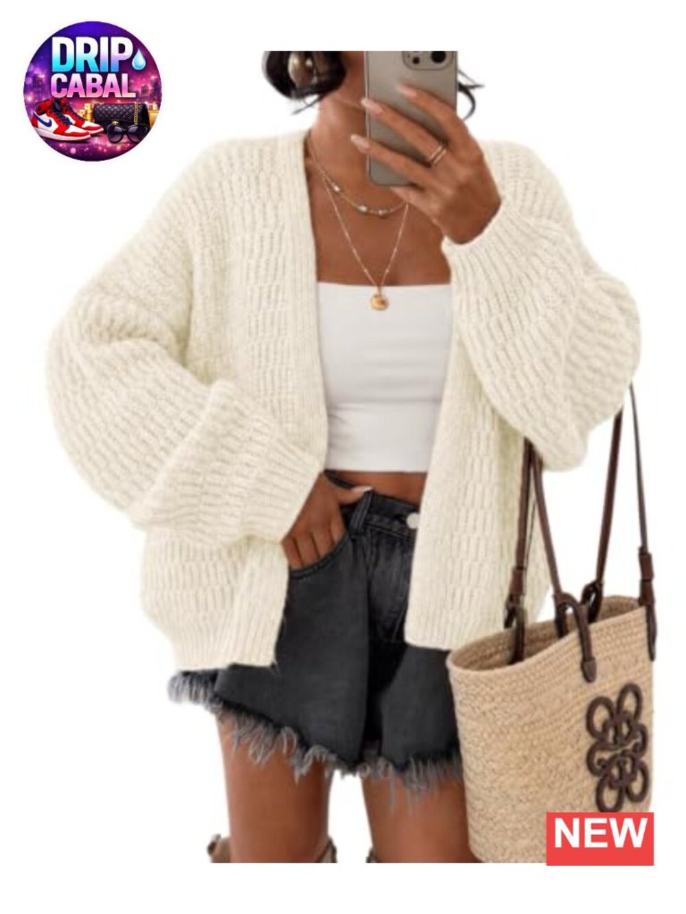 Chunky Open Front Knit Cardigan Sweater